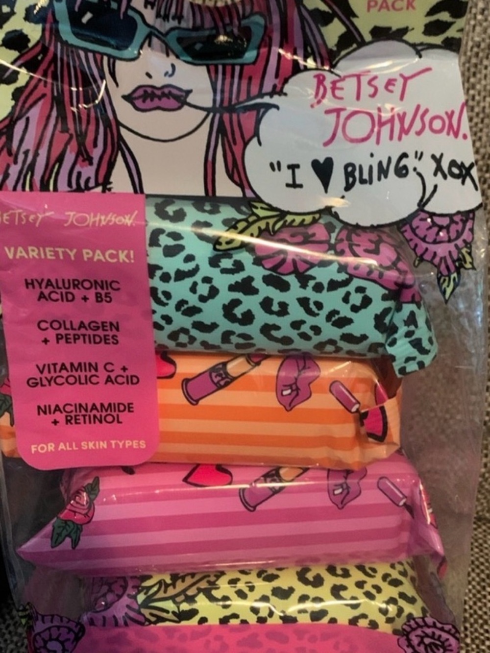 Betsey Johnson Colorful Lip & Leopard Hand Soap Set - Teal, Orange, Pink, Yellow